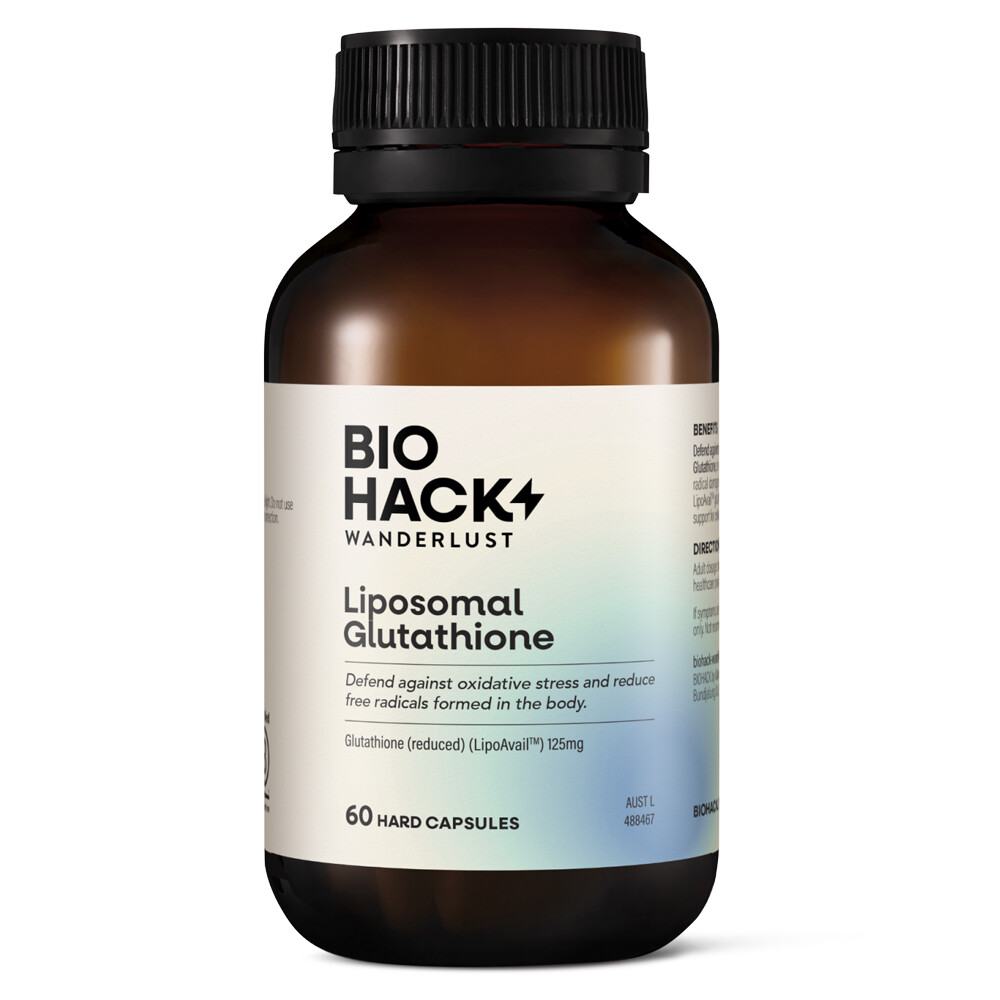 biohack wanderlust liposomal glutathione 60 capsules product info and reviews Liposomal Glutathione | Buy Supplements Online